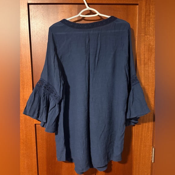 Avenue Deep Blue Lace Trim Top - Picture 3 of 7